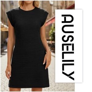 AUSELILY Black Cut Out Swing Dress